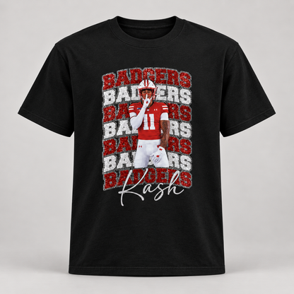 Custom glitter sports T-shirt player photo collage front mockup