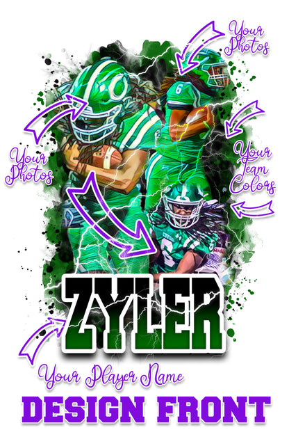 Football Custom Watercolor Design (PNG DIGITAL DESIGN ONLY)